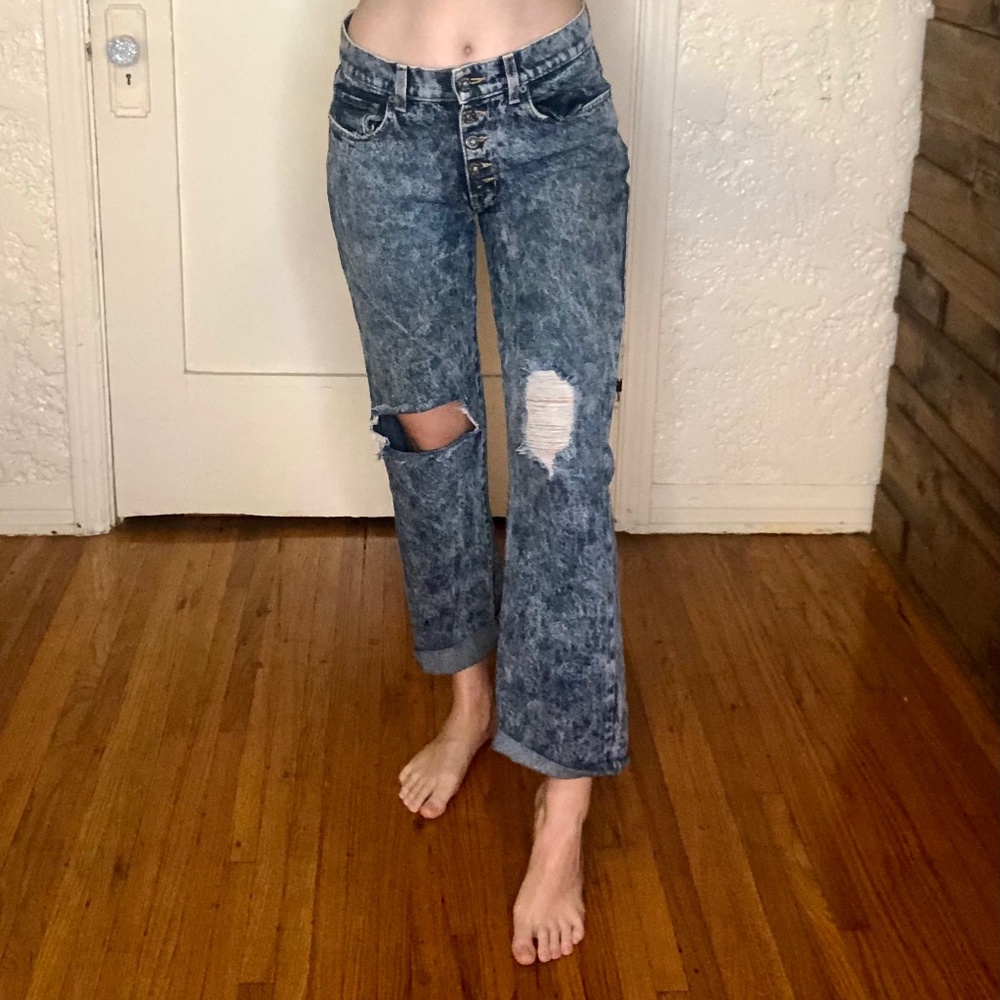 CARMAR High Waisted Acid Wash Wide Leg Demin